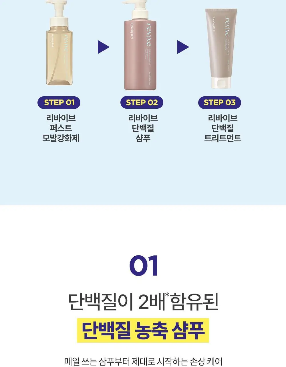 [단백질 2배]힐링버드 리바이브 단백질 샴푸 500ml 상세페이지 7